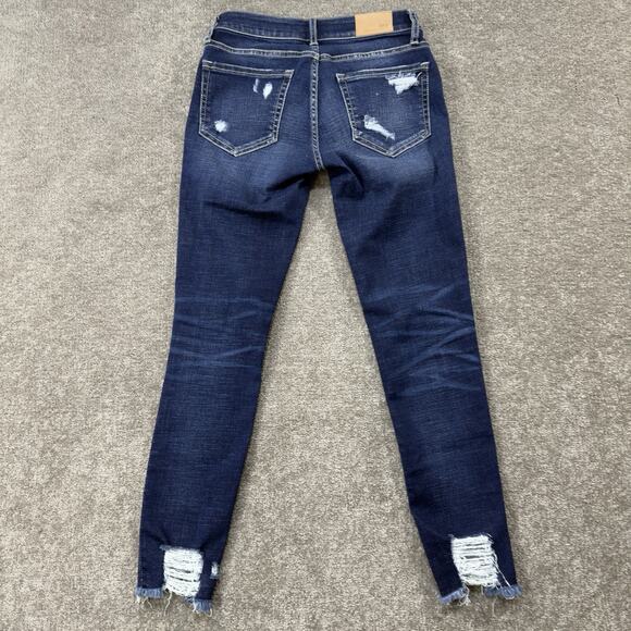 BKE Stella Women Ankle Skinny Jeans Dark Wash Distressed Low Rise Slim Fit 27 - Picture 2 of 7